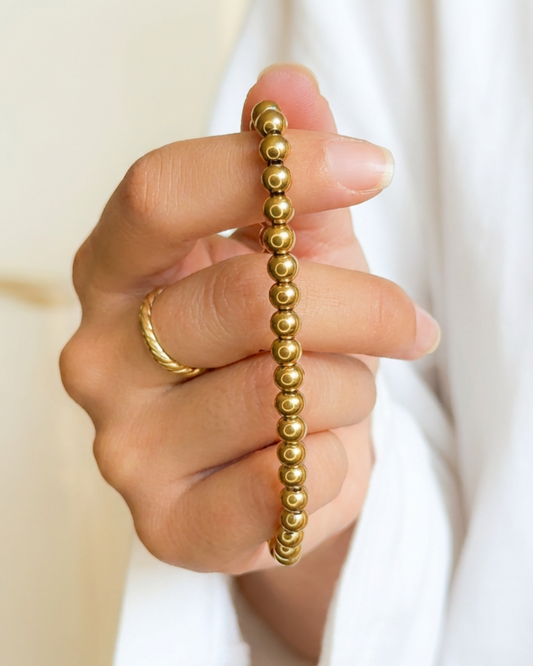 Bracelet "Perles de Foi" - Acier Inoxydable Doré