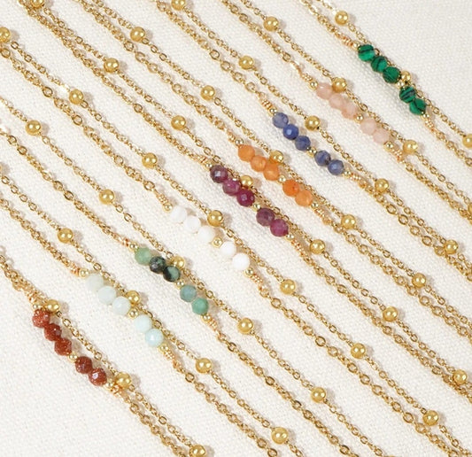 Bracelet double chaîne “Perles Précieuses”