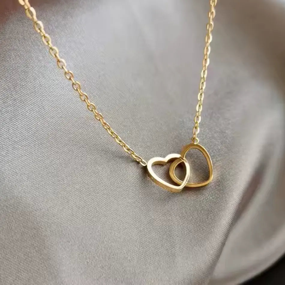 Collier "Cœur à l'Infini" - Pendentif Coeurs Acier Inoxydable - Image 2