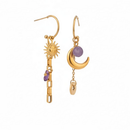 Boucles d’oreilles « Lune Améthyste »