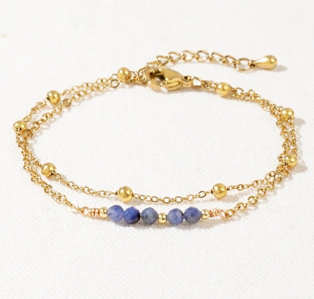 Bracelet double chaîne “Perles Précieuses”