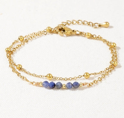 Bracelet double chaîne “Perles Précieuses”