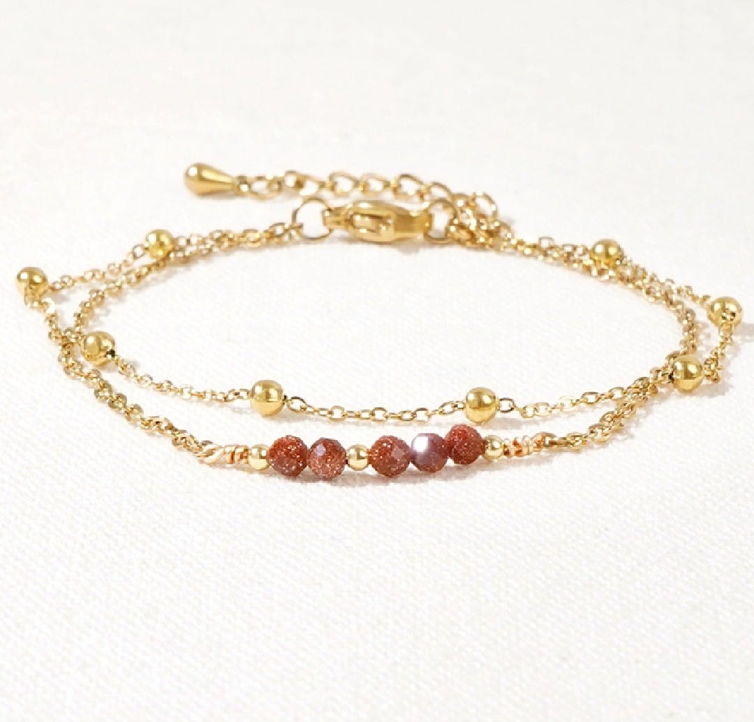 Bracelet double chaîne “Perles Précieuses”