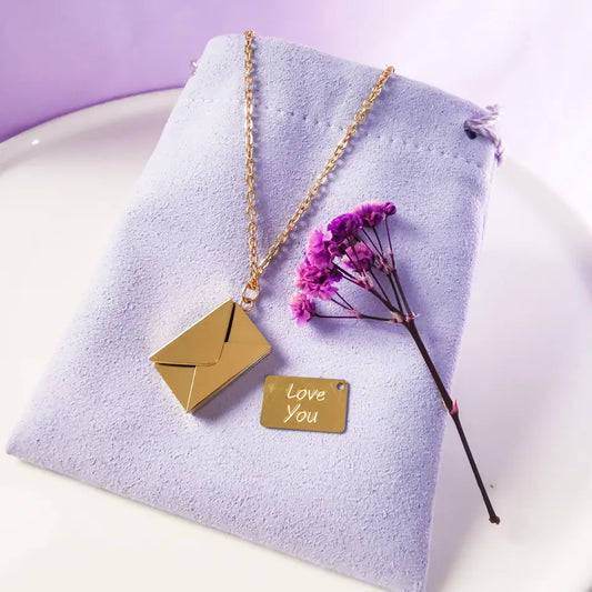 Collier Enveloppe Pendentif - Message Love you
