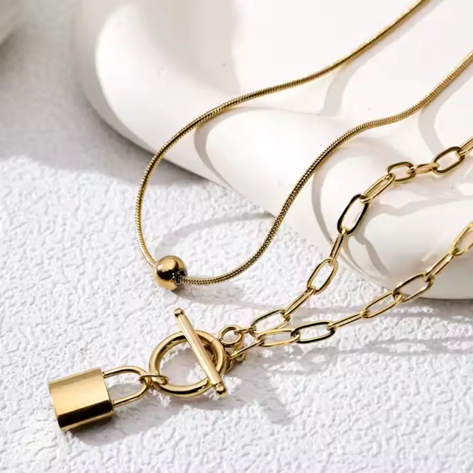 Collier Maille Double "Cadenas" - Superposition Trombone & Serpent