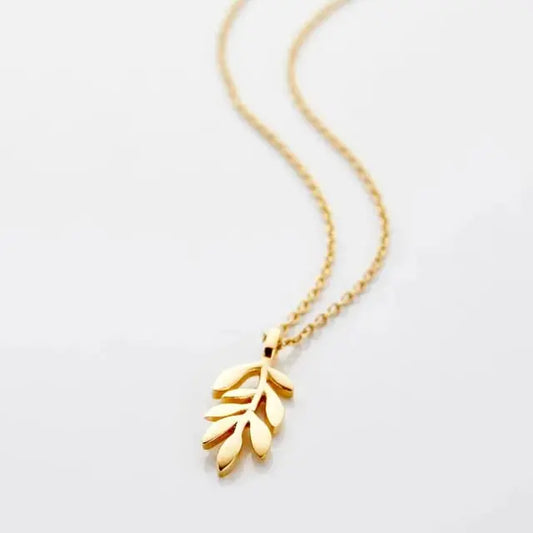 Collier Pendentif Branche d'Olivier - acier Inoxydable