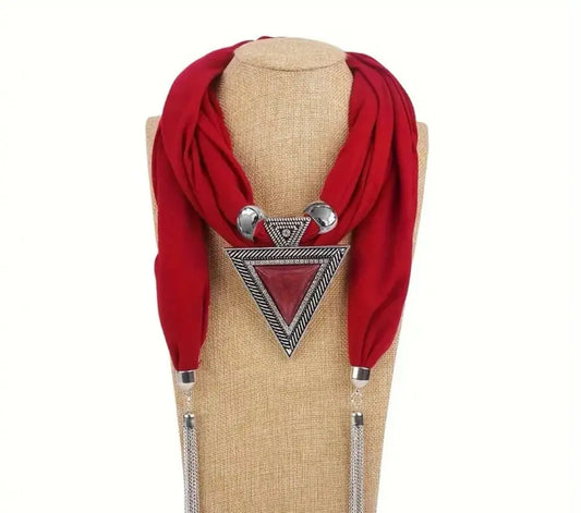 Colliona rouge passion – pendentif triangle argenté