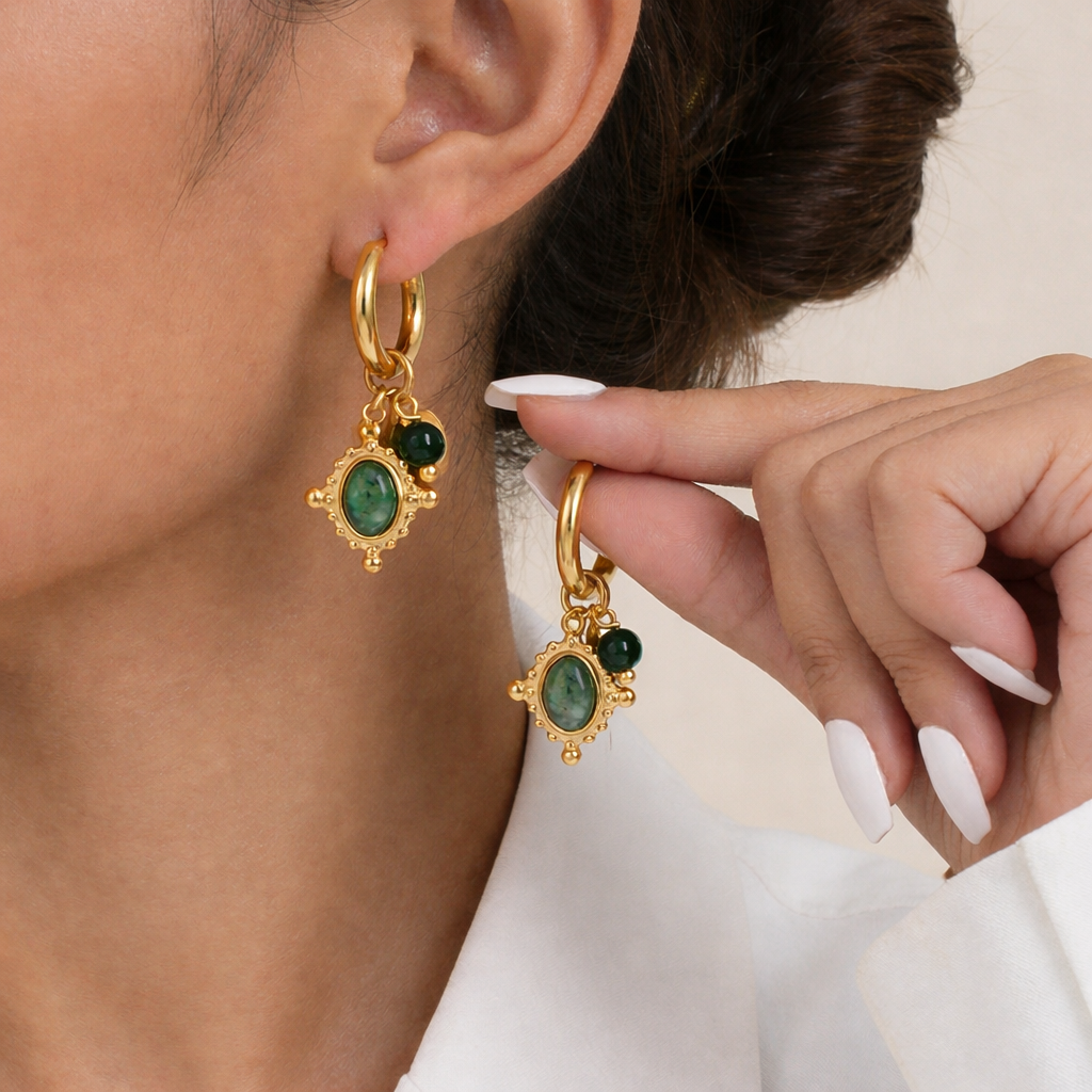 Boucles d’oreilles « Émeraude Orientale »