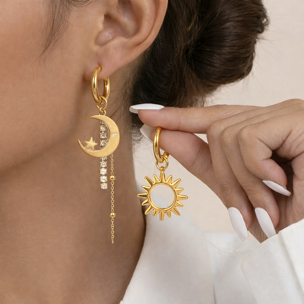 Boucles d’oreilles « Soleil & Lune »