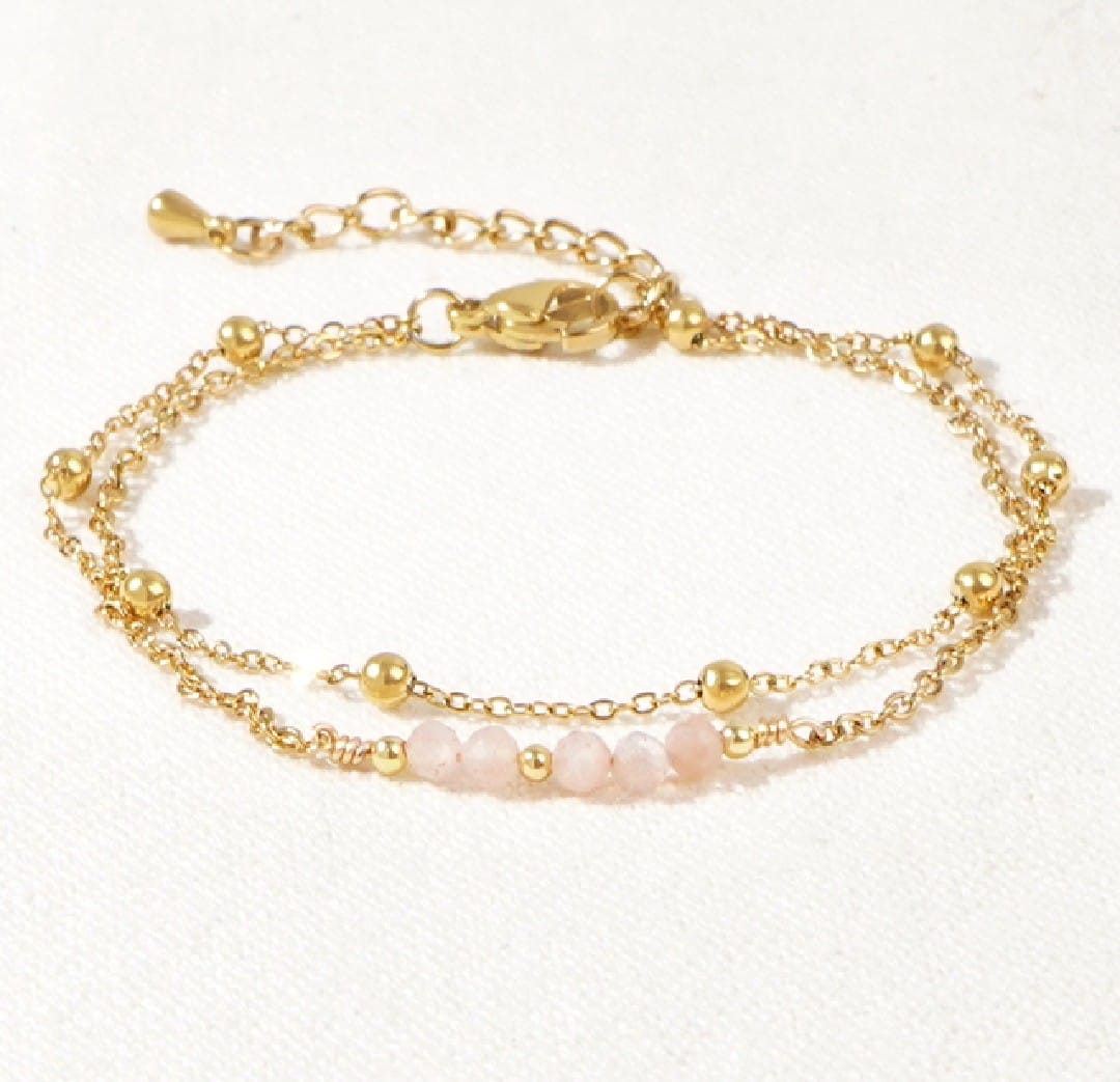 Bracelet double chaîne “Perles Précieuses”