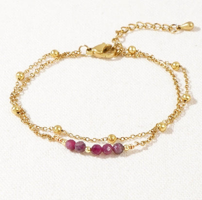 Bracelet double chaîne “Perles Précieuses”