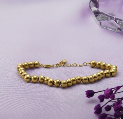 Bracelet "Perles de Foi" - Acier Inoxydable Doré