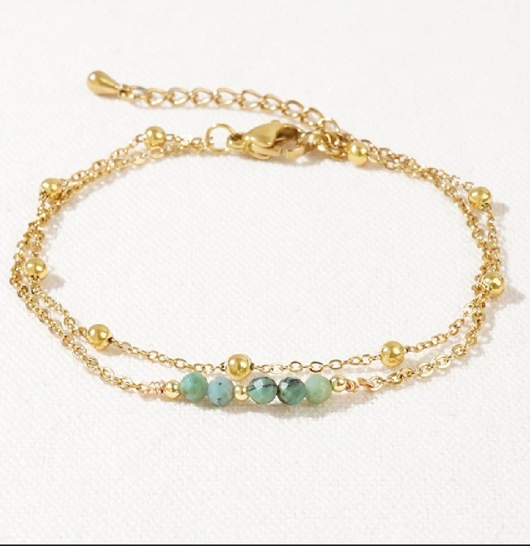 Bracelet double chaîne “Perles Précieuses”